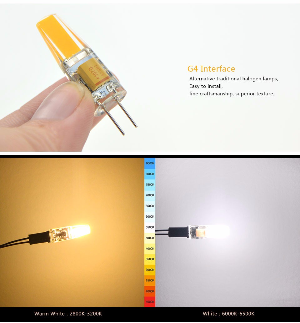 Dimmable G4 LED Lamp 6W 12V AC DC LED COB Chip Replace Halogen Lamp High Bright For LED Spotlight Candle Chandelier Light