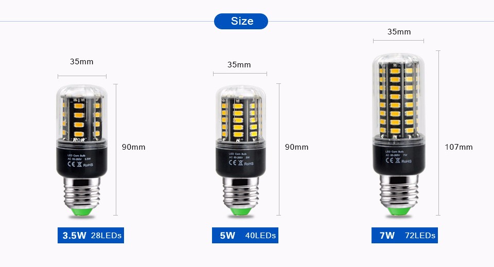 6Pcs No Flicker Night light 85 865V 220V 110V SMD 5736 Lampada 7W 9W 12W 15W E27 LED Corn Light Led lamp Bulb For Home decor