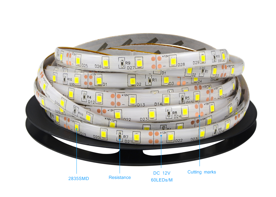 IP65 Waterproof RGB LED Strip light 2835 5630 5050 SMD 5m DC 12V flexible Tape ribbon Light Home Decor Lamp indoor lighting