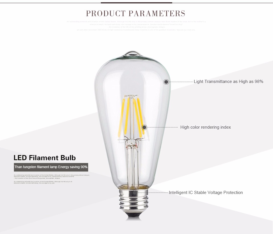 85V 265V 4W 6W 8W Edison Retro LED Filament lamp E27 ST64 COB Decoration Atmosphere Bulb Replace 40W 60W 80W Incandescent