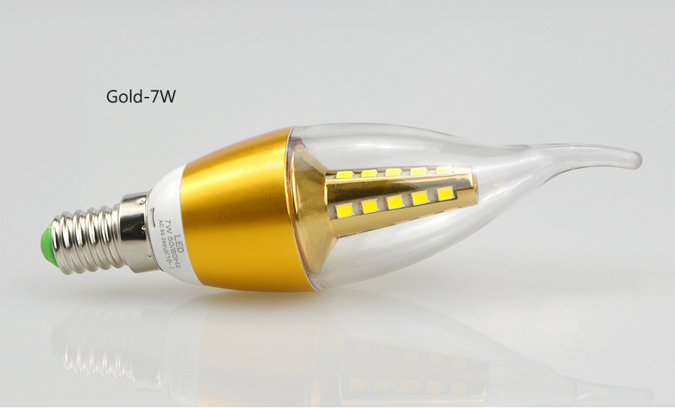 6pcs E14 AC 220V LED Light 5W 7W LED Bulb Candle Light Spotlights led SMD 2835 Golden Silver Chandelier Lamps Lampada Bombillas