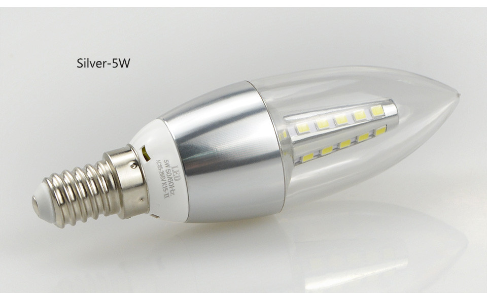6pcs E14 AC 220V LED Light 5W 7W LED Bulb Candle Light Spotlights led SMD 2835 Golden Silver Chandelier Lamps Lampada Bombillas