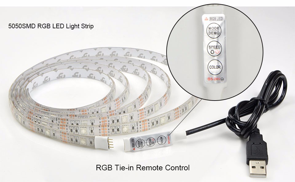 IP65 Waterproof DC 5V USB Cable RGB LED Strip light 50cm 1m 2m lamp 3528 SMD 5050 SMD warm white Flexible tape for TV Background