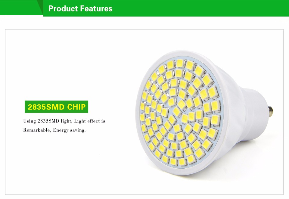 GU10 80LEDs 220V SMD 2835 6W LED lamp Spotlight Bulb Wall Downlight led corn light For Hallway Kitchen Replace CFL 5W 7W 10W 15W