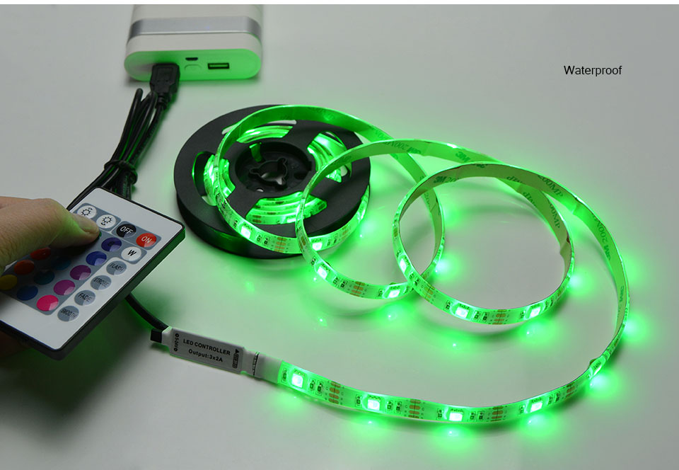 IP20 IP65 waterproof DC 5V USB charger power supply LED light 1m 2m 3m 4m 5m USB LED strip light USB Cable Decor lamp 5050 SMD