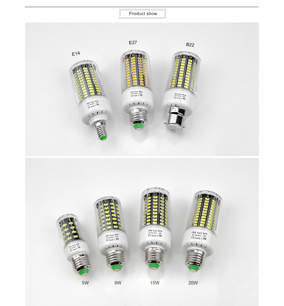 New No flicker 85 265V 110V 220V 5733 SMD LED bulb 5W 9W 15W 20W led light E27 E14 B22 LED lamp Home Lighting warm white lampada
