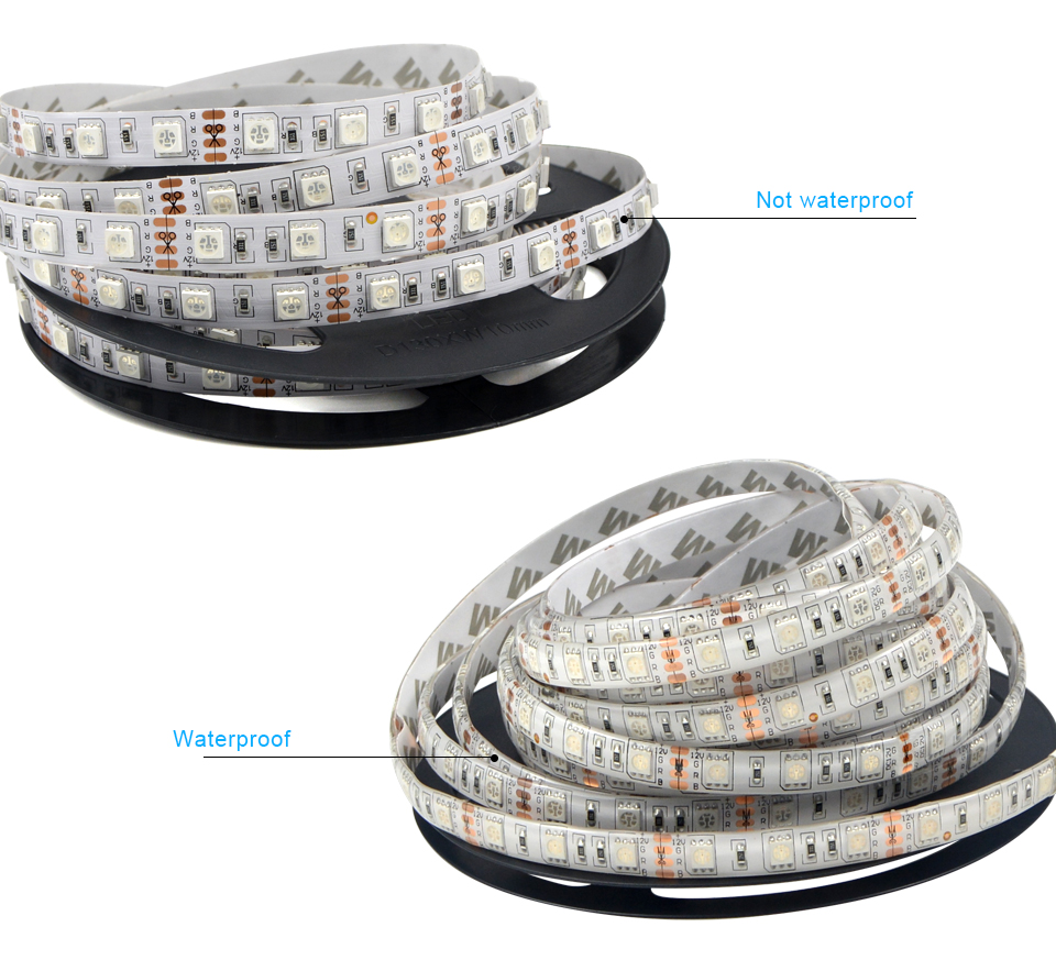 DC 12V 5M 10M 5050 SMD RGB LED Strip light IP20 IP65 waterproof LED lamp Tape 3A power supply Adapter IR Remote controller