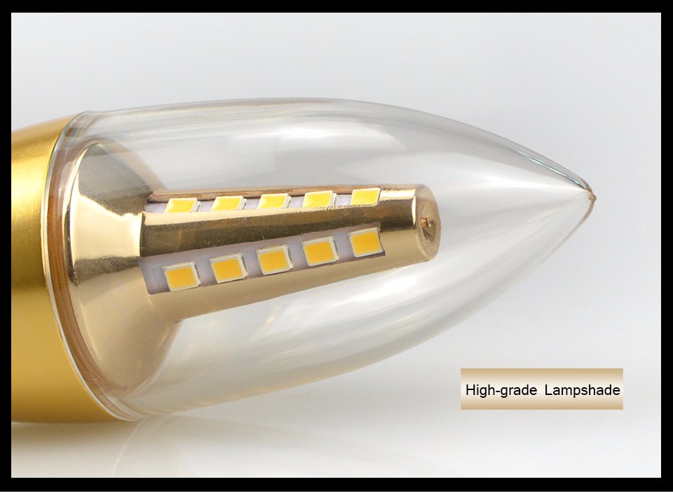 220V 110V E14 LED Candle Bulb 5W 7W LED Light Led Lamp Lampada Bombillas Lumiere SMD2835 Crystal lamp Golden Aluminum