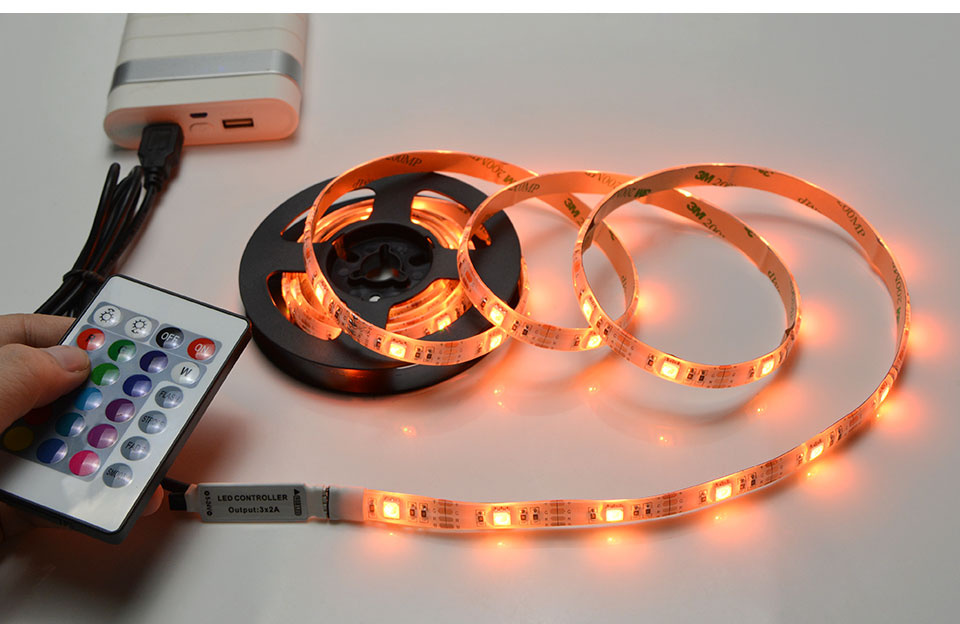 IP20 IP65 1m 2m RGB USB LED Strip light DC 5V 5050 SMD tape Usb cable charger lamp LED controller TV Background Lighting