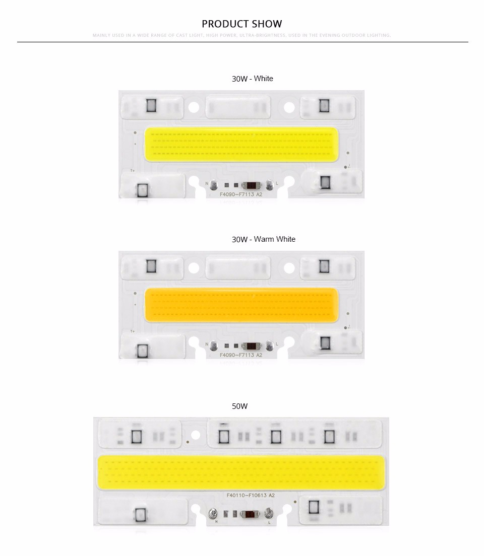 AC 220V 30W 50W 70W 100W LED COB spotlight Bulb LED Integrated Chips Lamp Light For DIY High Power Flood light Spot light