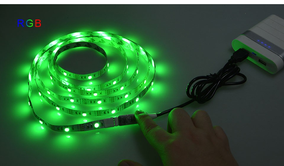 Non Waterproof USB LED Strip Light lamp DC 5V 5050 3528 SMD RGB Warm White Flexible TV Background Lighting 1M 2M 3M 4M 5M
