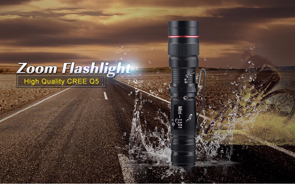 3modes Zoomable CREE Q5 Portable Aluminum LED Flashlights Waterproof Torch lights Penlight For Camping lanterna Outdoor lighting