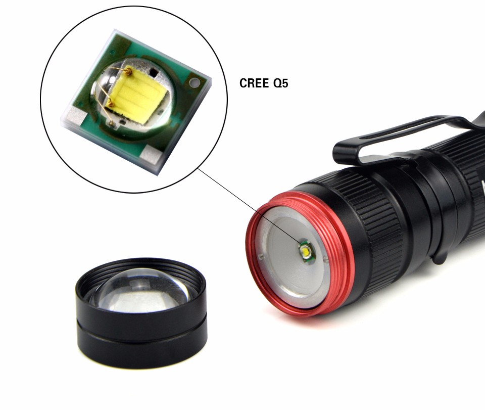 Mini Aluminum CREE Q5 Emergency Light LED Flashlight 3 Modes Zoomable Penlight Torch lights For Camping Outdoor Night lighting