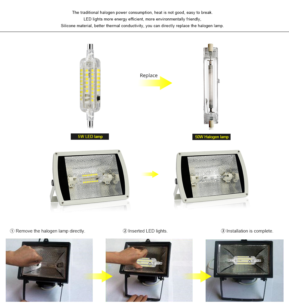 LED Bulb R7S LED lamp 78mm 118mm 135mm 189mm Light 5W 10W 15W 20W R7S Lampadas Floodlight 2835 SMD 5730 SMD Spotlight