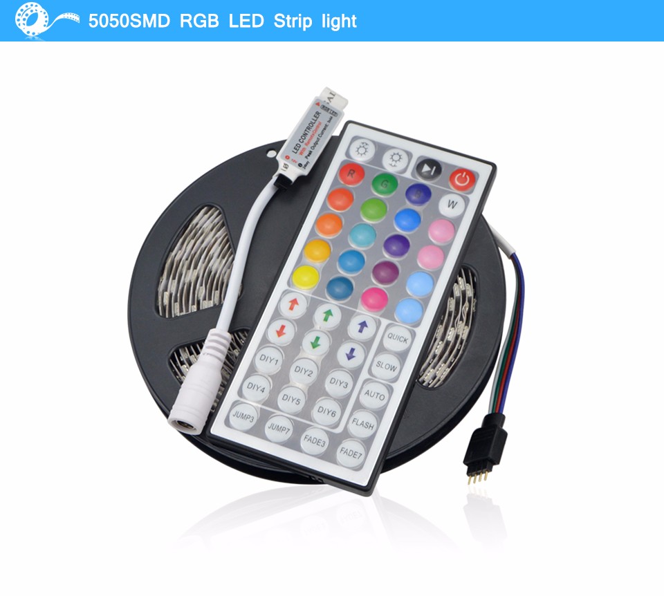 5M Pack New upgrad Epistar SMD 5050 chip More Bright 3528 3014 LED Strip light RGB 300 LEDs lamp Tape Ribbon 44Keys Controller