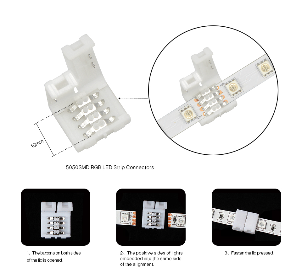 5Pcs 2Pin 4pin 10mm RGB Single Color Free Welding accessories solderless PCB to PCB cable Adapter For 5050 LED Strip light