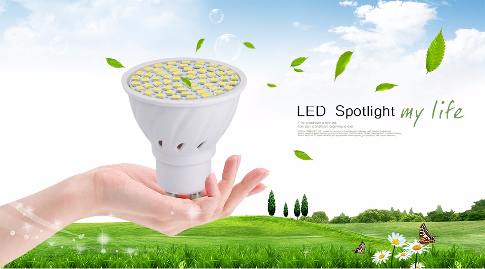 GU10 5W LED lamp Bulb 220V 230V 240V 2835 SMD 60 LEDs Spot light Bulb For Kitchen Hallway living Room lighting