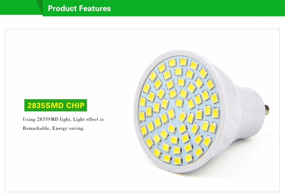 GU10 5W LED lamp Bulb 220V 230V 240V 2835 SMD 60 LEDs Spot light Bulb For Kitchen Hallway living Room lighting