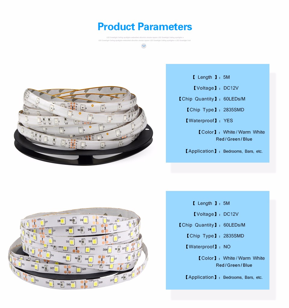 5 colors DC 12V 5M 300LEDs 2835 SMD More Brighter Than 3528 3014 SMD LED Strip light Bar Lamp Lower Price than 5050 5630 SMD