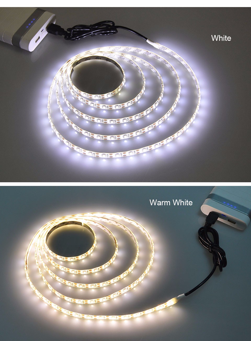 1M 2M LED light DC 5V USB Cable LED Strip light 5050 SMD LED lamp Warm White RGB LED strip Adhesive Tape IP20 IP65 waterproof