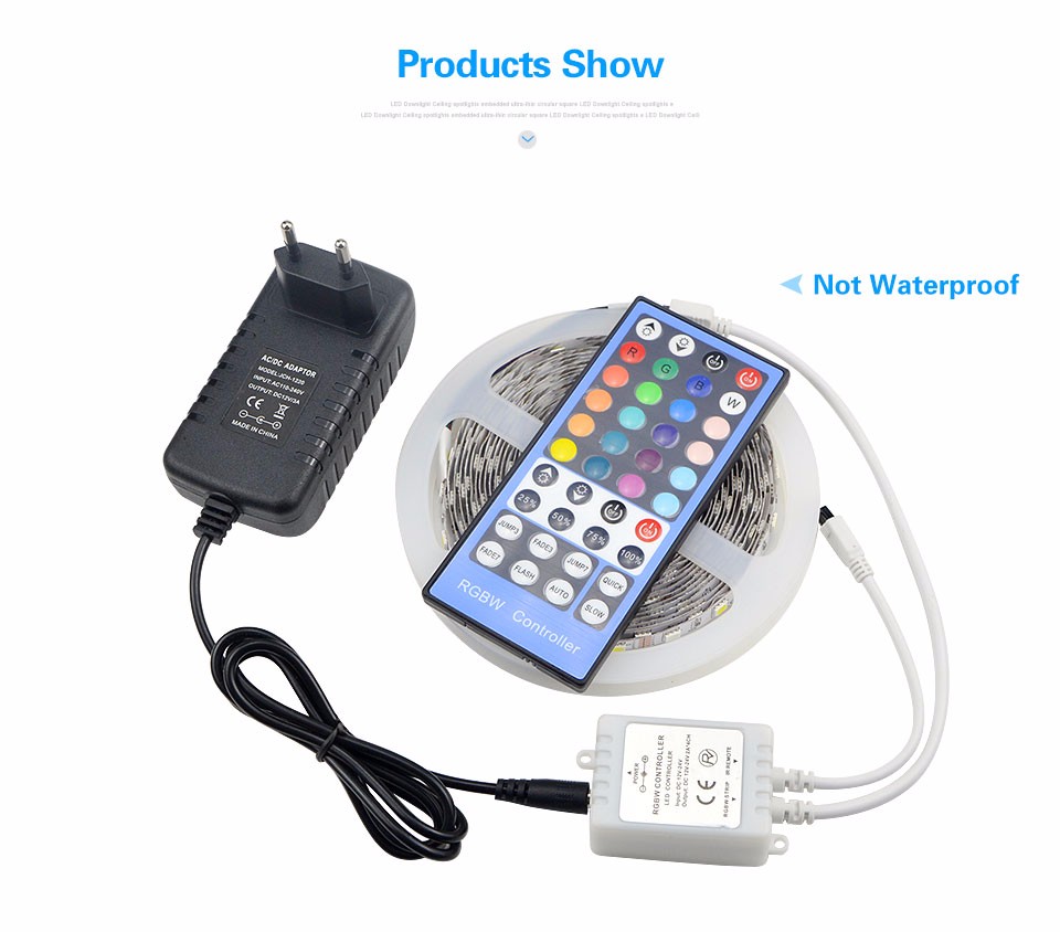 IP20 IP65 SMD 5050 RGBW RGBWW 5M LED strip light DC12V Flexible Ribbon lamp 40key Controller 3A Power Supply Adapter