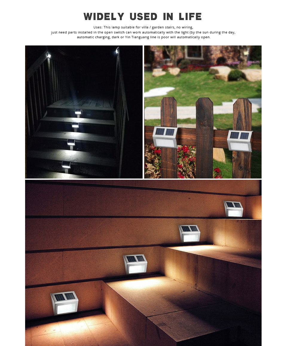 LED Stairs Step Night light Solar LED Sensor light lamp Outdoor lighting Garden Security Wall lamp Yard Landscape light