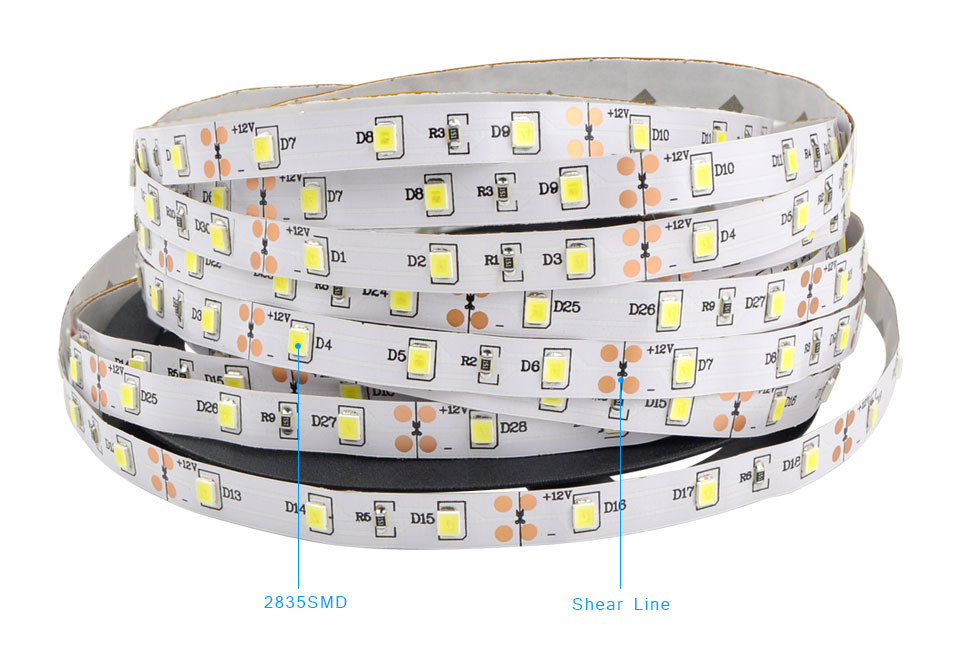 5colors 5m 300LEDs DC 12V IP20 2835 SMD LED strip Light DC female More Brighter Than 3528 3014 SMD for indoor outdoor lighting