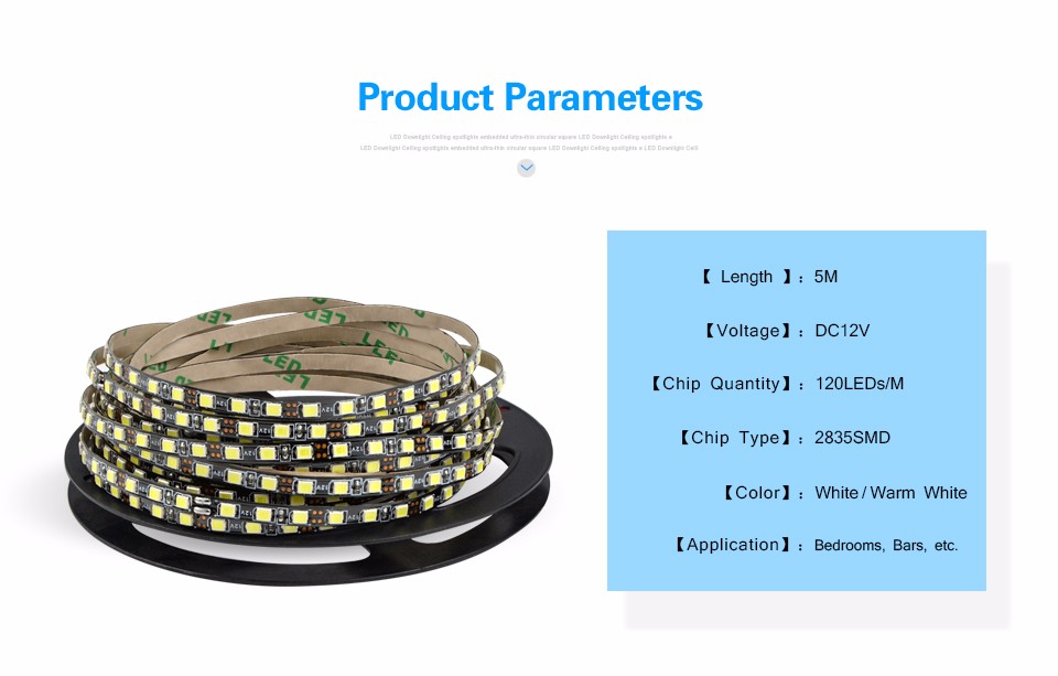 IP20 no waterproof 2835 SMD 5M 120 led m LED strip light 5mm PCB Narrow side 600LEDs DC 12V flexible LED tape warm white white