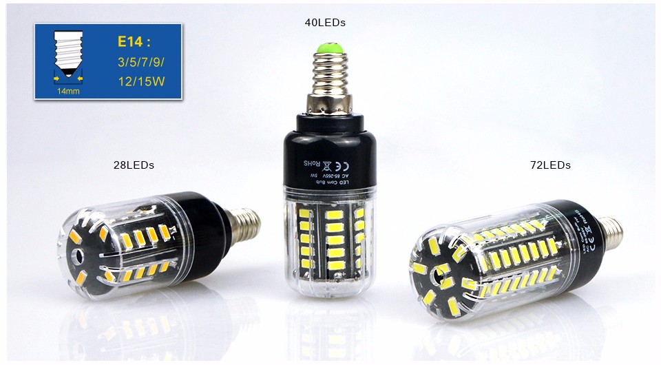 E27 E14 LED Spot light No Flicker 5736 SMD LED Corn lamp Bulb light 3.5W 5W 7W 8W 12W 15W 85 265V 220V 110V spotlight Lampada