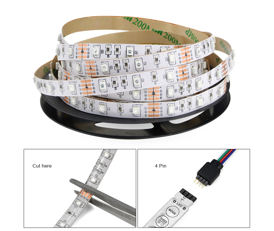 LED Light DC 5V 3528 SMD RGB USB LED strip light lamp 50cm 1m 2m IP20 IP65 waterproof Flexible Tape TV Background Lighting