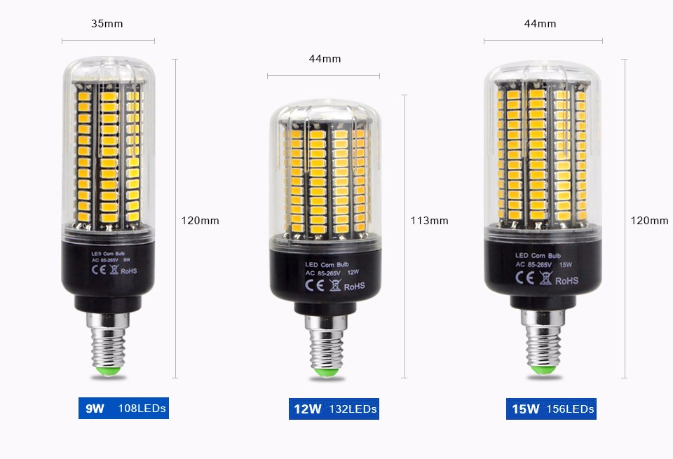 No flicker SMD 5736 AC 110V 220V 85 265V E14 led bulb lamp LED corn light 3W 5W 7W 9W 12W 15W lamparas Home Lighting