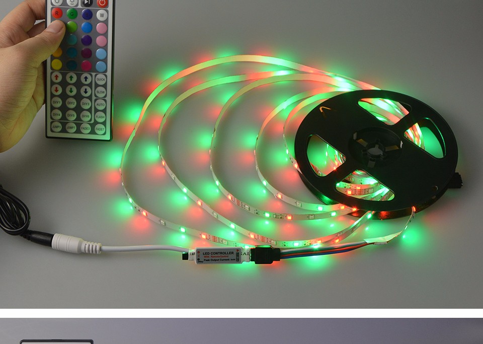 Hot 5M lamp Tape RGB LED Strip light Ribbon 2835 SMD 3528 44 Key IR Remote Controller outdoor lighting for christmas decor