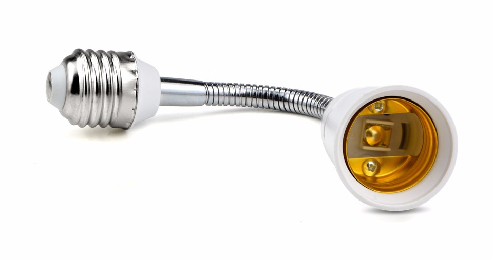 AMENTE 1Pcs Length Extend LED light Bulb lamp Holder Converters Adapter Socket Base Type Extension Flexible E27 to E27 16cm