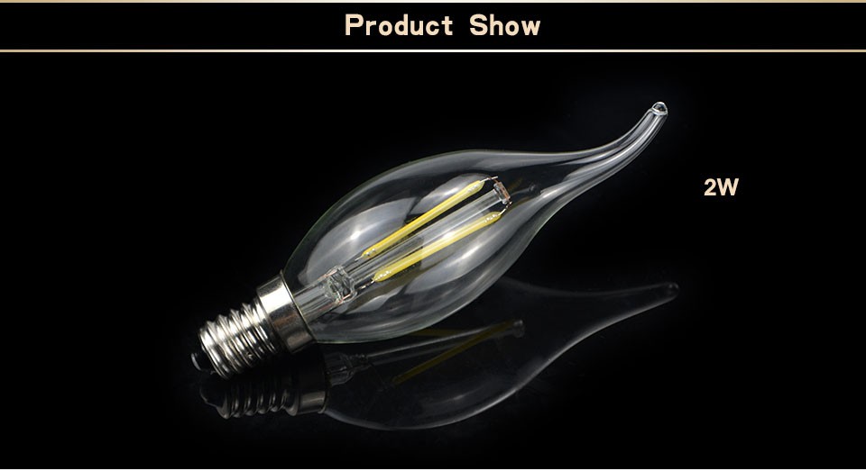 1Pcs Soft light Enough Watt AC110V 220V 2W 4W LED Filament Retro Edison Candle lamp E14 COB Eyesight Protection LED Glass Bulb