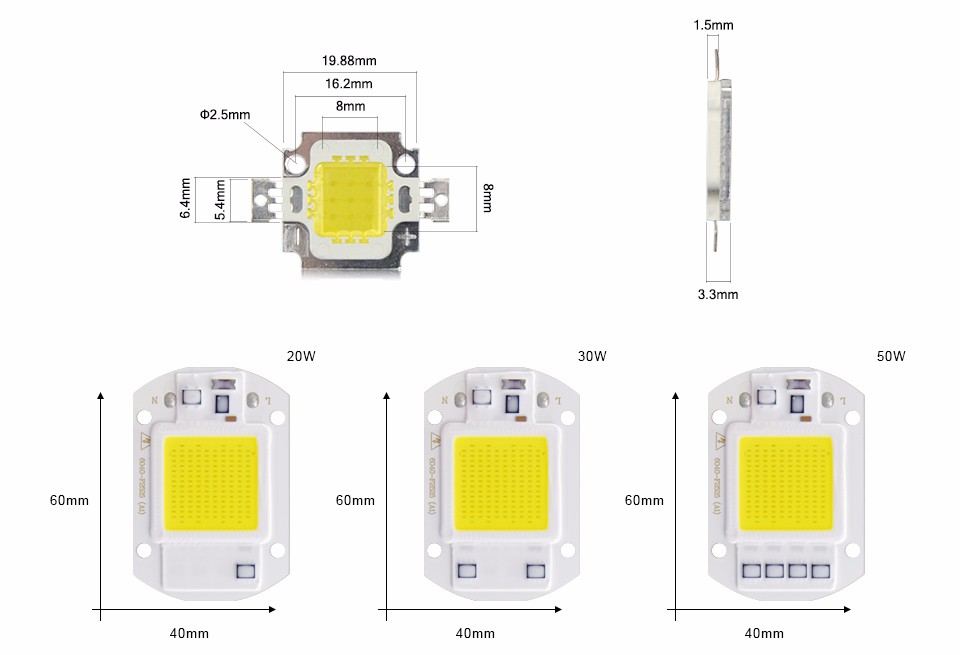 COB DC12V 10W AC 220V 20W 30W 50W LED light Source Smart IC Driver Chip LED lamp DIY Outdoor Spotlight Bulb Floodlight