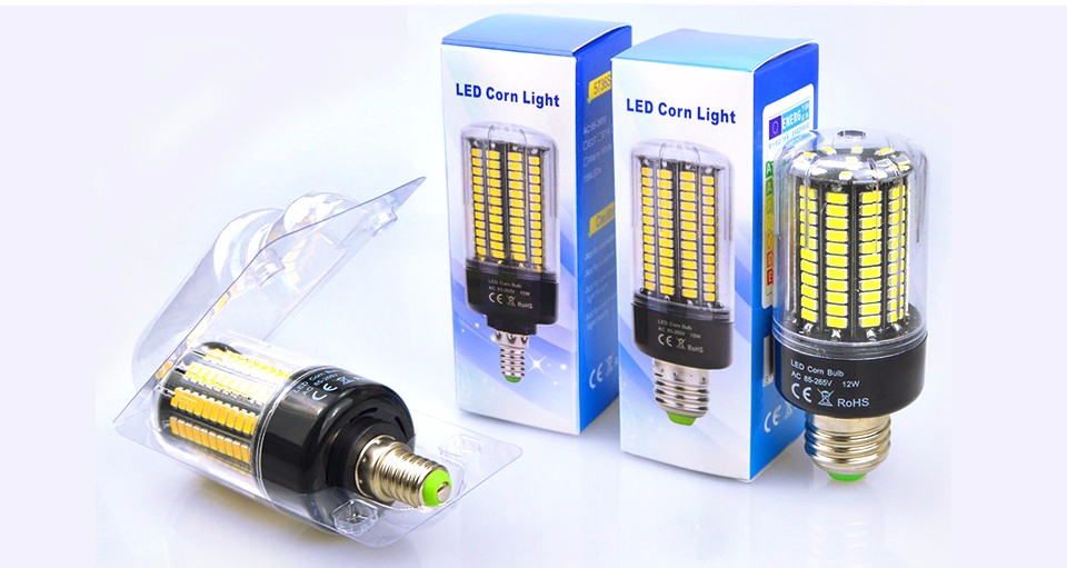 No strobe 12W E27 E14 85 265V 110V 220V LED bulb SMD 5736 LED Corn light lamp lamparas Ampoule Aluminum cooling