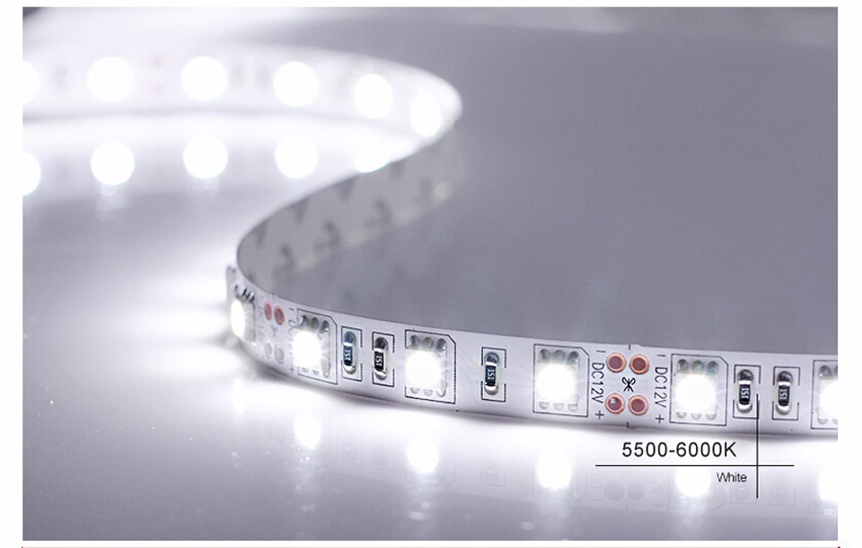 5M Single color RGB 5050 SMD LED Strip light not waterproof DC12V 60LEDs m 5m lot LED Flexible lamp for home Decoration