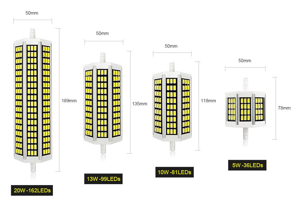 220V 5W 10W 13W 20W 78mm 118mm 135 189mm High lumen SMD 5736 LED R7S Horizontal Plug Light lawn lamp Floodlight Spot Bulb