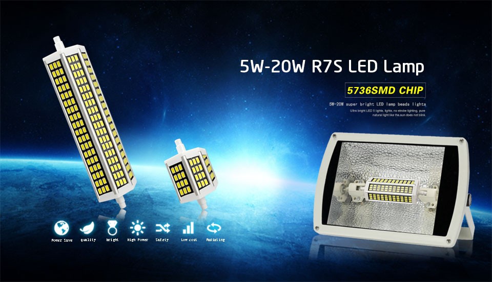 220V 5W 10W 13W 20W 78mm 118mm 135 189mm High lumen SMD 5736 LED R7S Horizontal Plug Light lawn lamp Floodlight Spot Bulb