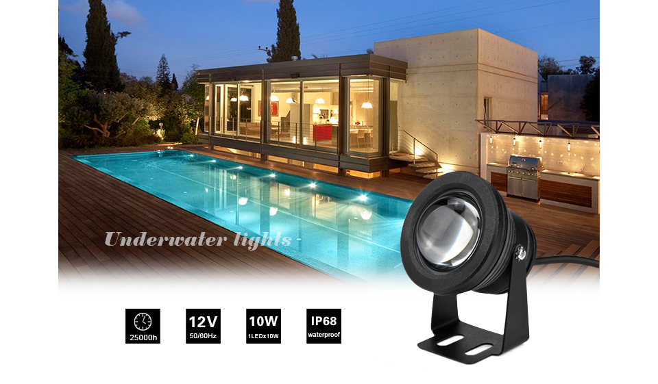 AC DC 12v RGB led underwater light 10w IP67 waterproof aquarium swimming pool spotlight stainless car lighting fish tank lamp