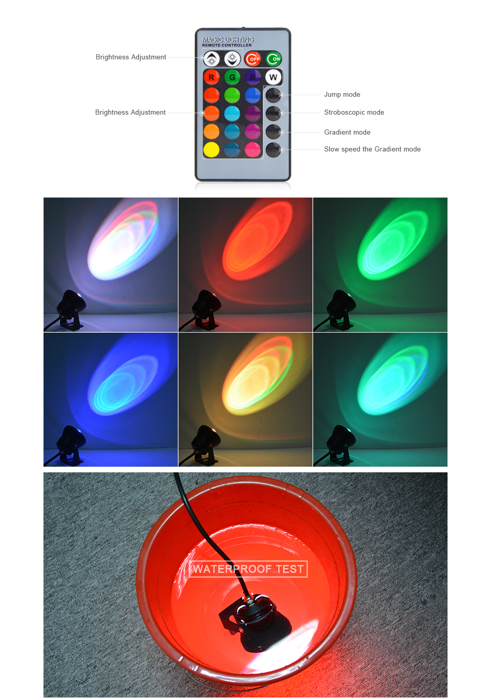 AC DC 12v RGB led underwater light 10w IP67 waterproof aquarium swimming pool spotlight stainless car lighting fish tank lamp