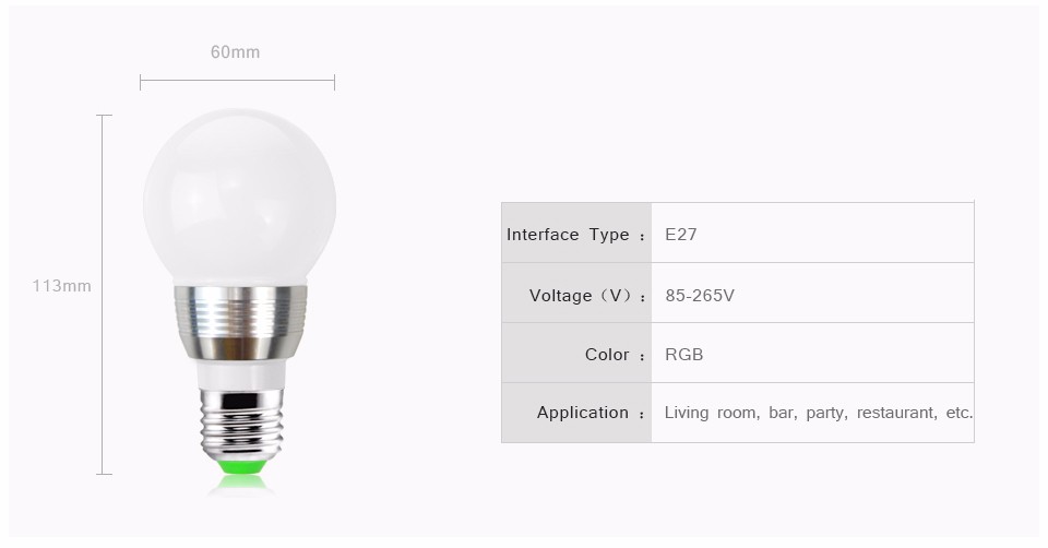 Remote control Dimmable E27 3W 85 265V 110V 220V RGB LED Stage light LED Ball Bulb lamp Atmosphere LED Night light IR Remote