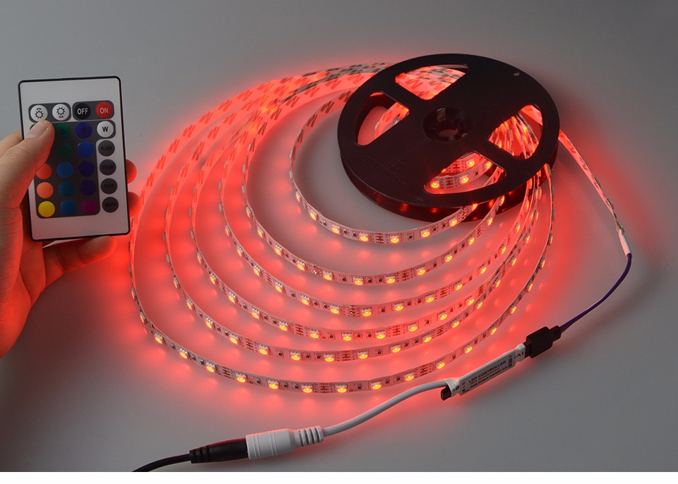 SMD 5050 RGB LED Strip light Ribbon 5M 300 LEDs lamp Tape 24 Keys Remote Controller For Indoor Decorative lighting