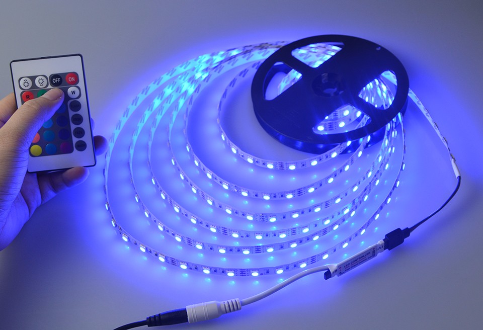 SMD 5050 RGB LED Strip light Ribbon 5M 300 LEDs lamp Tape 24 Keys Remote Controller For Indoor Decorative lighting