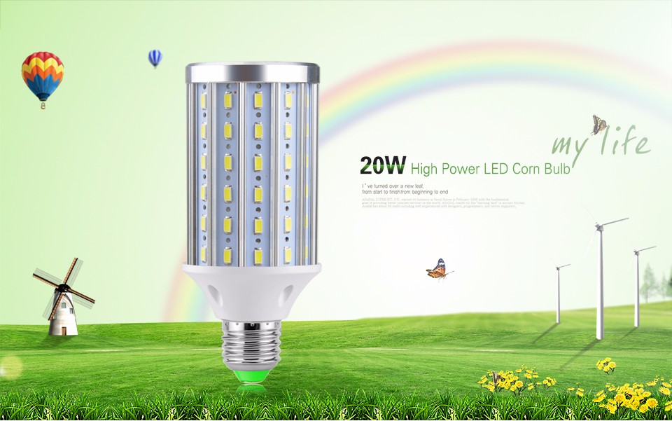 Aluminum PCB cooling 20W 90LED E27 E14 85 265V 220V 110V 5730 SMD LED corn Bulb light lamp More Longer life than plastic version