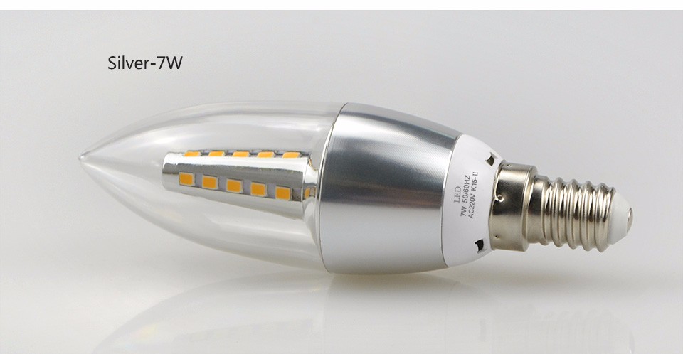 220V E14 LED Candle lamp 5W 7W LED bulb light Aluminum Body 2835 SMD Crystal Chandelier Spot light Bulb