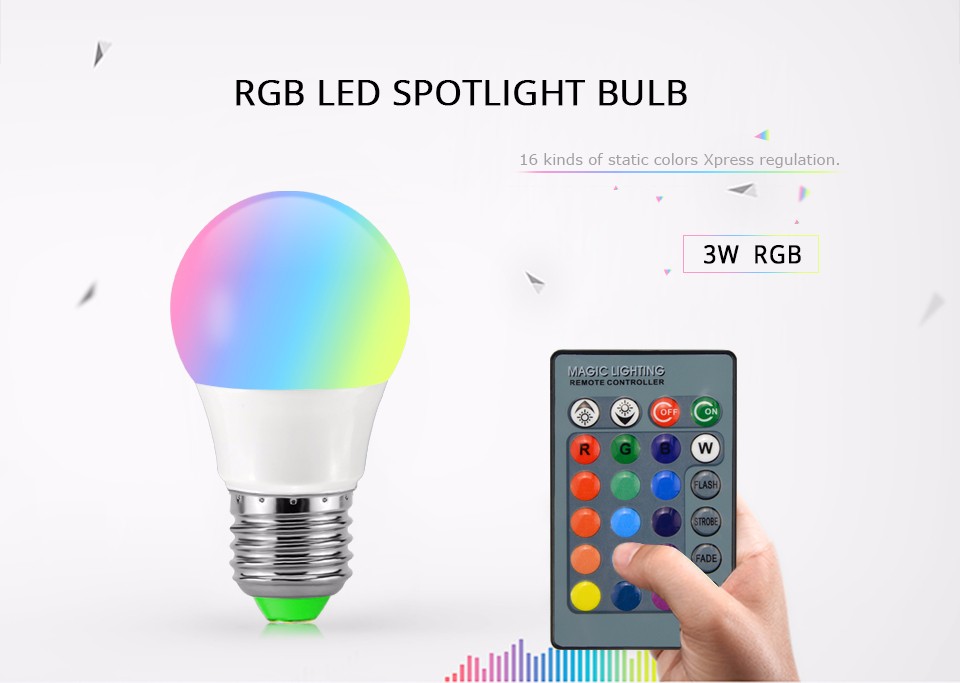 85 265V Dimmable 3W RGB LED Bulb 110V 220V E27 Changeable Colors lamp For Decor Atmosphere Night light with Remote Controller