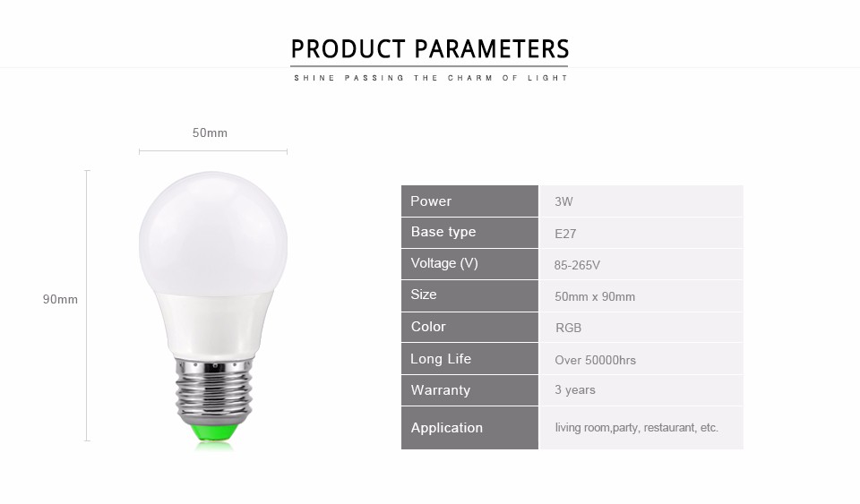 85 265V Dimmable 3W RGB LED Bulb 110V 220V E27 Changeable Colors lamp For Decor Atmosphere Night light with Remote Controller