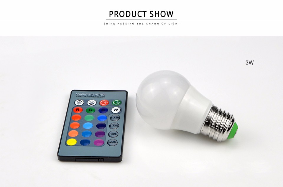 85 265V Dimmable 3W RGB LED Bulb 110V 220V E27 Changeable Colors lamp For Decor Atmosphere Night light with Remote Controller