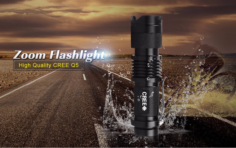 IP65 Mini penlight Portable CREE Q5 1000LM LED Flashlight 3 Modes Zoomable Torch lights use AA 14500 For Camping Bike Outdoor